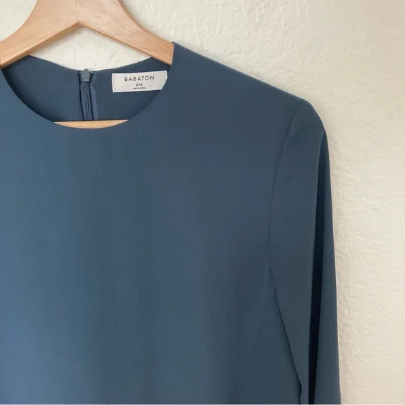 Babaton aritzia Blue Asymmetric Long Sleeve Slit Blouse, Size XXS - Picture 2 of 5